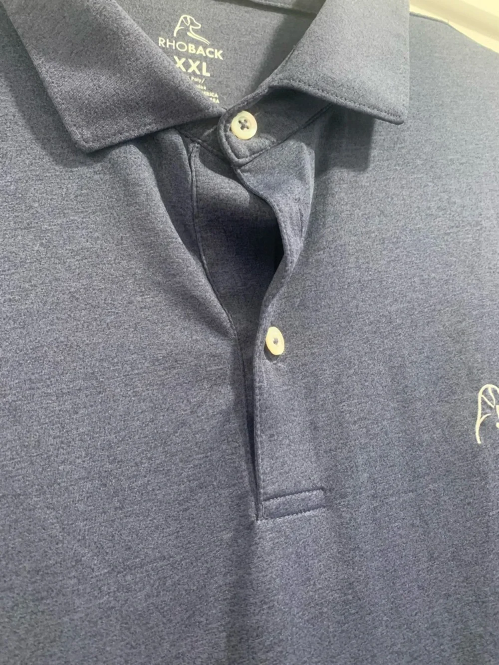 Mens RHOBACK Heathered Blue polo golf T-shirt size XXL casual summer preppy - Picture 5 of 9